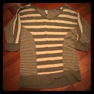 Maurice’s Army Green & Cream Striped Shirt